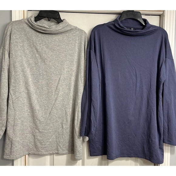 2‎ Eileen Fisher Turtlenecks Size Small Pullover Sweater Oversized Gray Blue - Picture 1 of 8